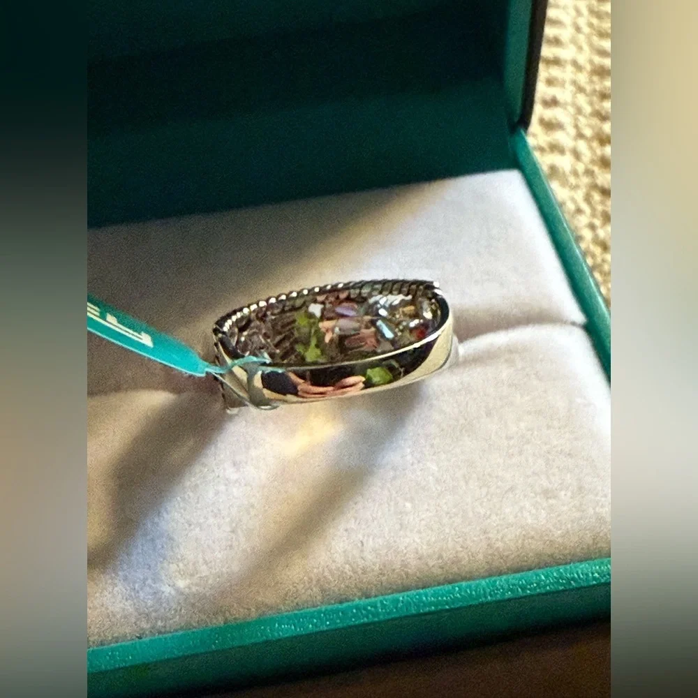 Effy Multicolor Gemstone Silver Ring Sz 7 - Picture 5 of 6